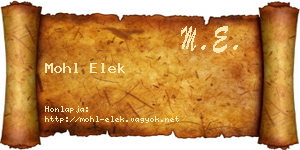 Mohl Elek névjegykártya